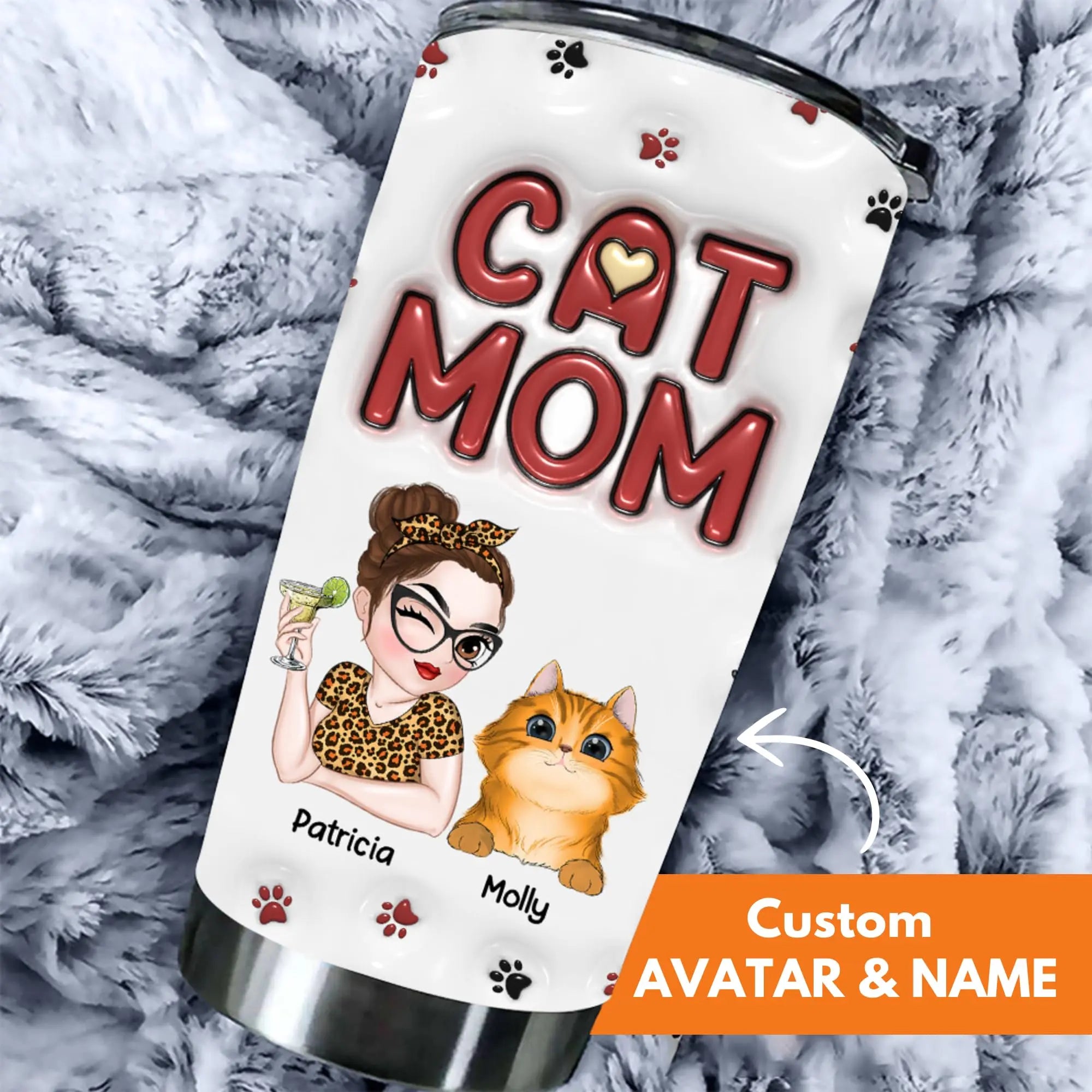 Wrappiness Lovely Cat Mom Custom Tumbler – Personalized Stainless Steel Tumblers - Perfect Gifts for Women & Cat Mama Gifts – Birthday Gifts for Women Cat Lovers Wrappiness