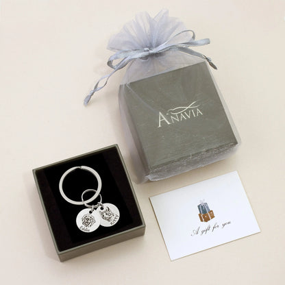 Anavia Personalized Pet Portrait Keychain, Customized Pet Photo Handmade Engraved Cat Dog Memorial Keepsake Sympathy Gifts (Silver - 1 Disc) Anavia
