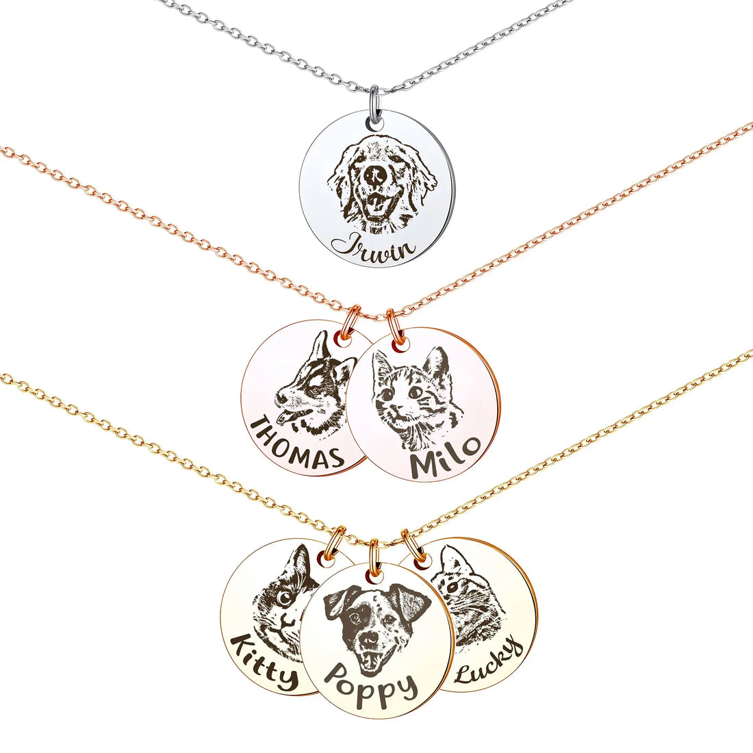 Anavia Personalized Pet Portrait Necklace Custom Pet Memorial Anavia