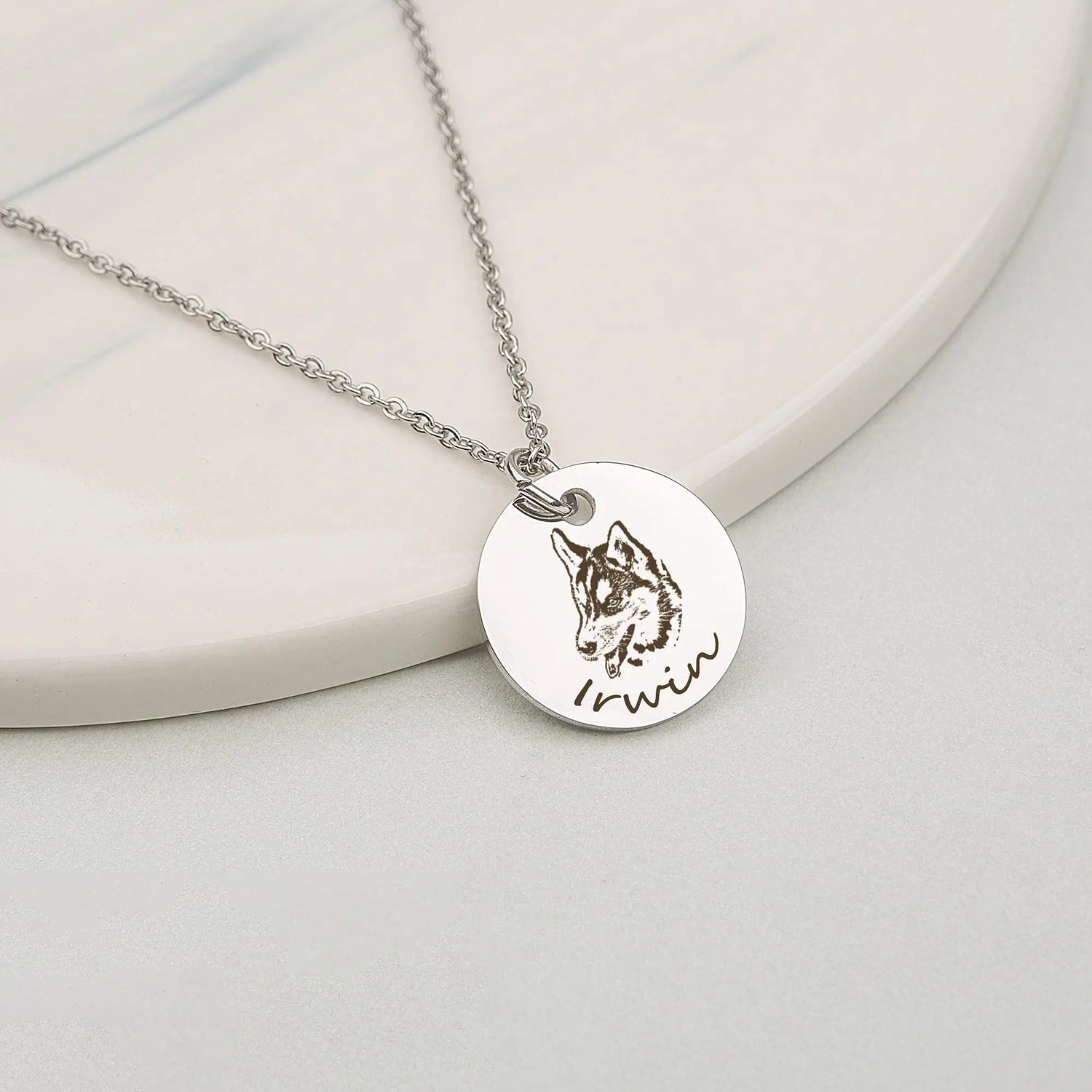 Anavia Personalized Pet Portrait Necklace Custom Pet Memorial Anavia