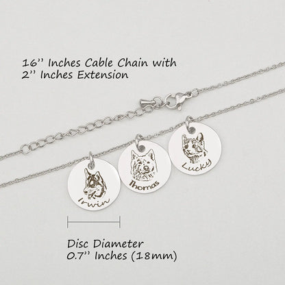 Anavia Personalized Pet Portrait Necklace Custom Pet Memorial Anavia