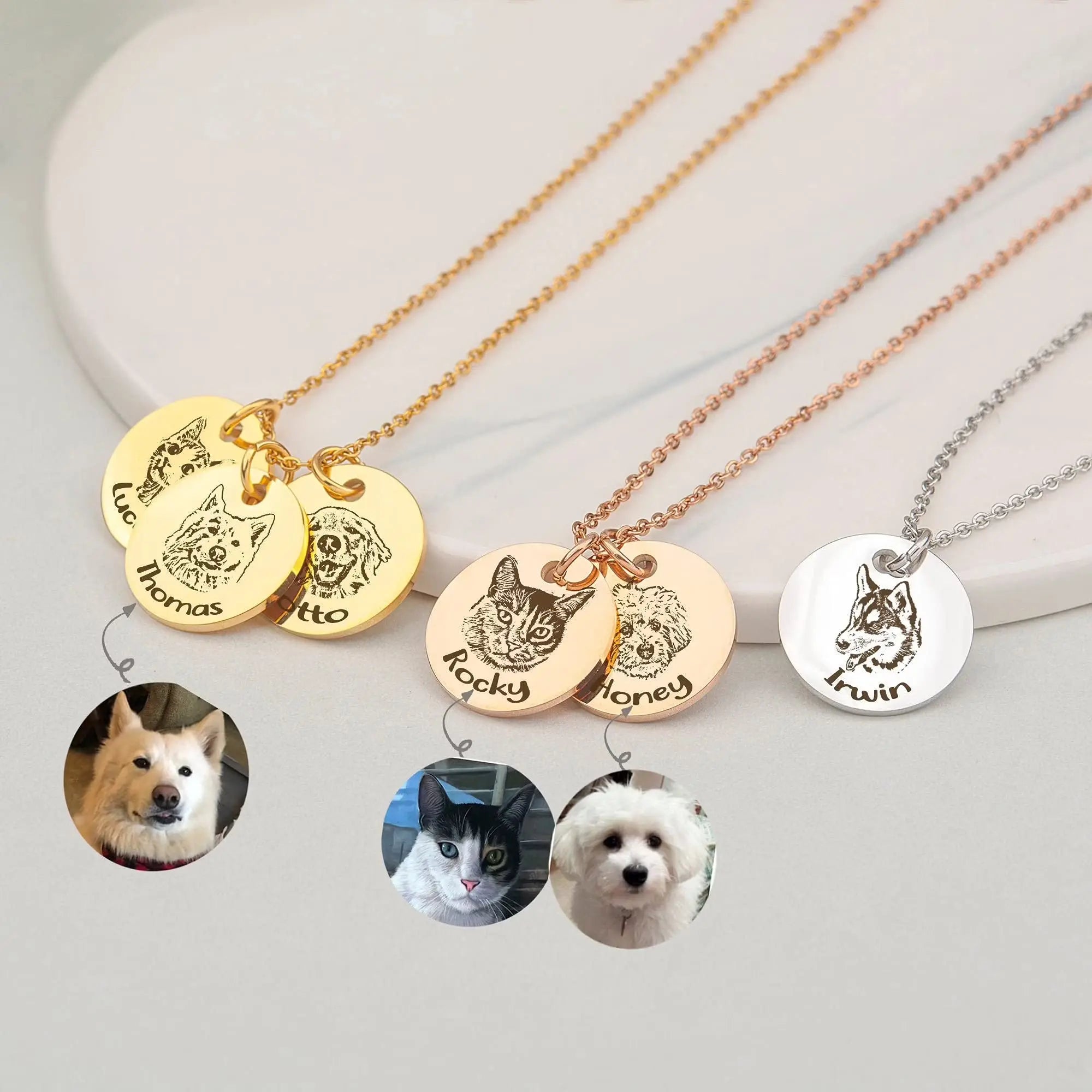 Anavia Personalized Pet Portrait Necklace Custom Pet Memorial Anavia