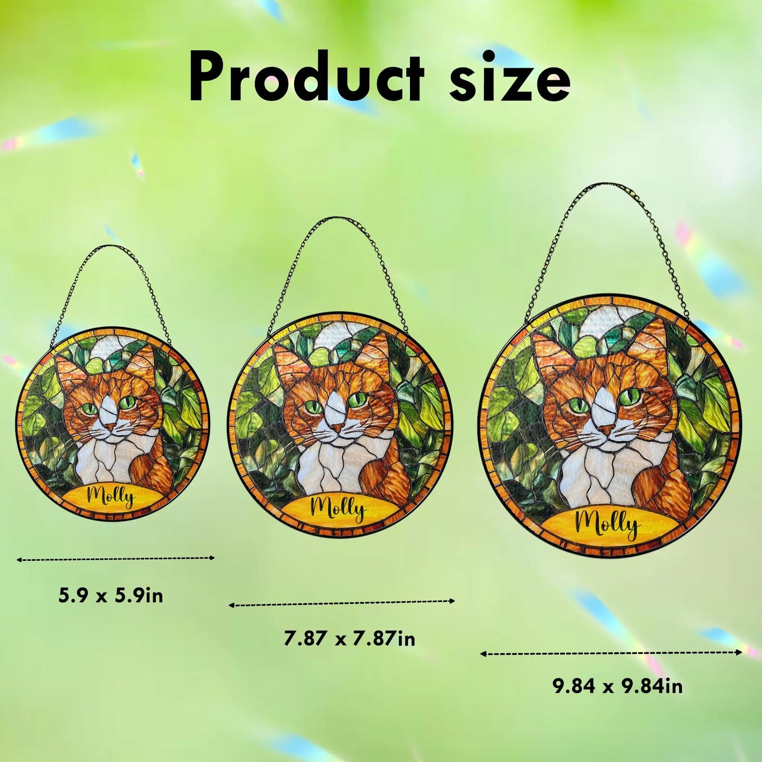 Bfigift Custom Cat Portrait Art Suncatcher Stained Glass Remembrance Gift Cat Indoor Decor Window Hanging Dog Cat Bereavement Keepsake Loss of Pet BfiGift