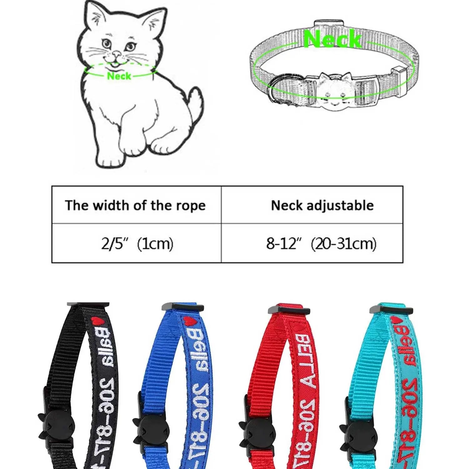 Custom Breakaway Cat Collar Personalized CatID Collar Graceful life