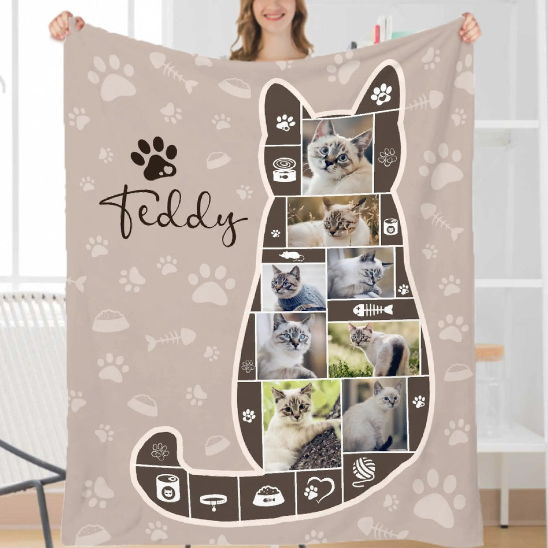 Custom Cat Blanket 60x80 Personalized Gift for Cat Lovers KAWAII BLANKET