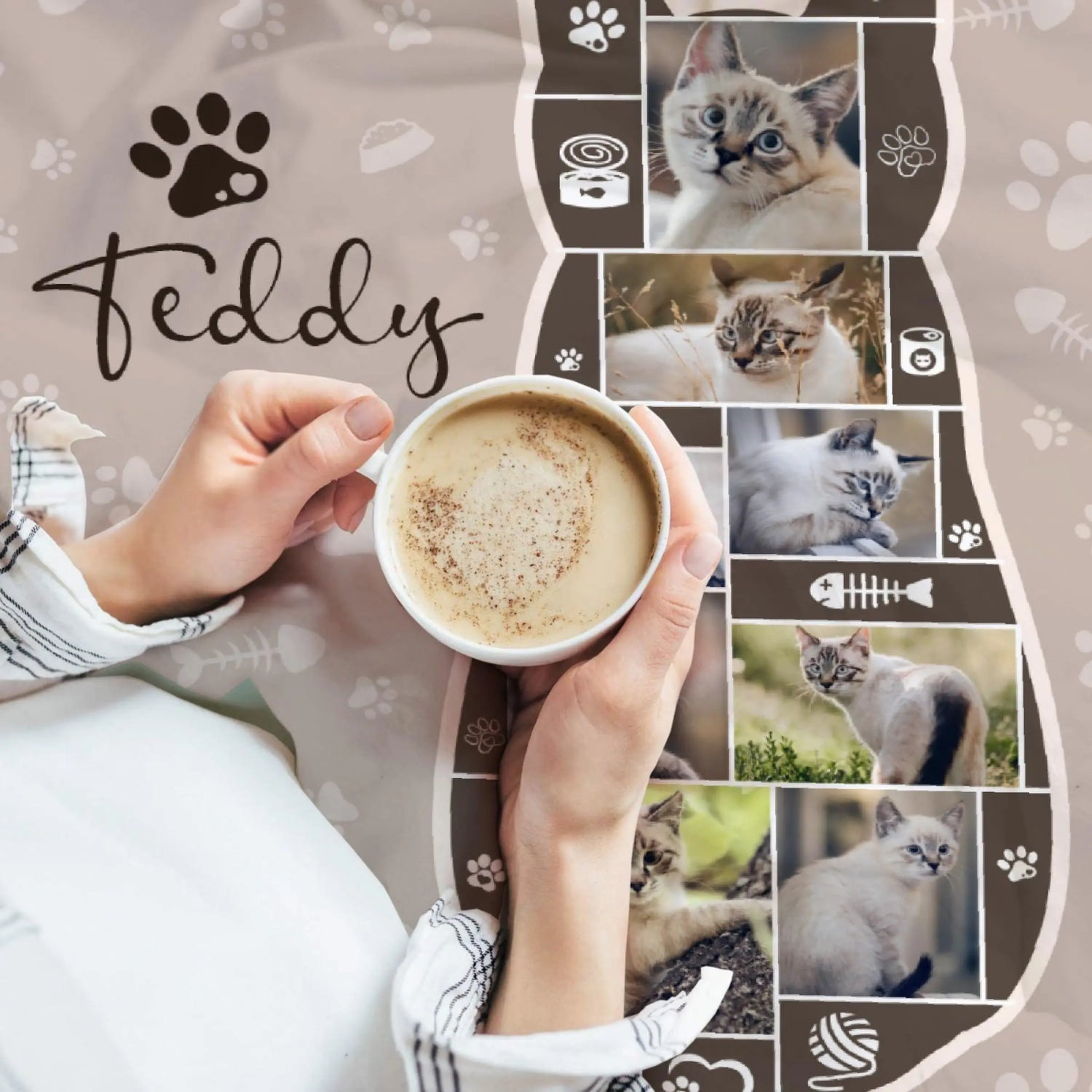 Custom Cat Blanket 60x80 Personalized Gift for Cat Lovers KAWAII BLANKET