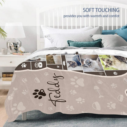 Custom Cat Blanket 60x80 Personalized Gift for Cat Lovers KAWAII BLANKET