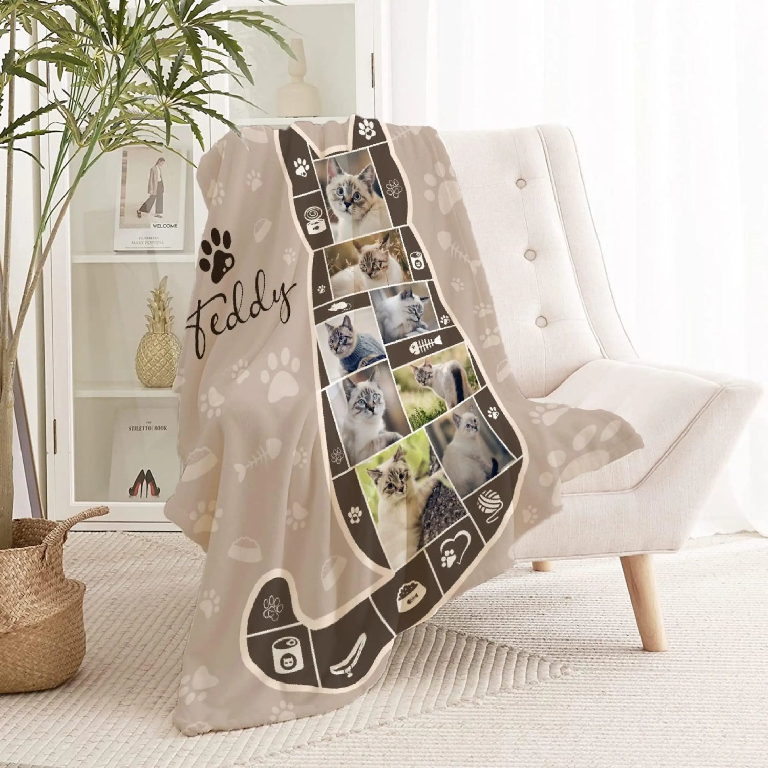 Custom Cat Blanket 60x80 Personalized Gift for Cat Lovers KAWAII BLANKET