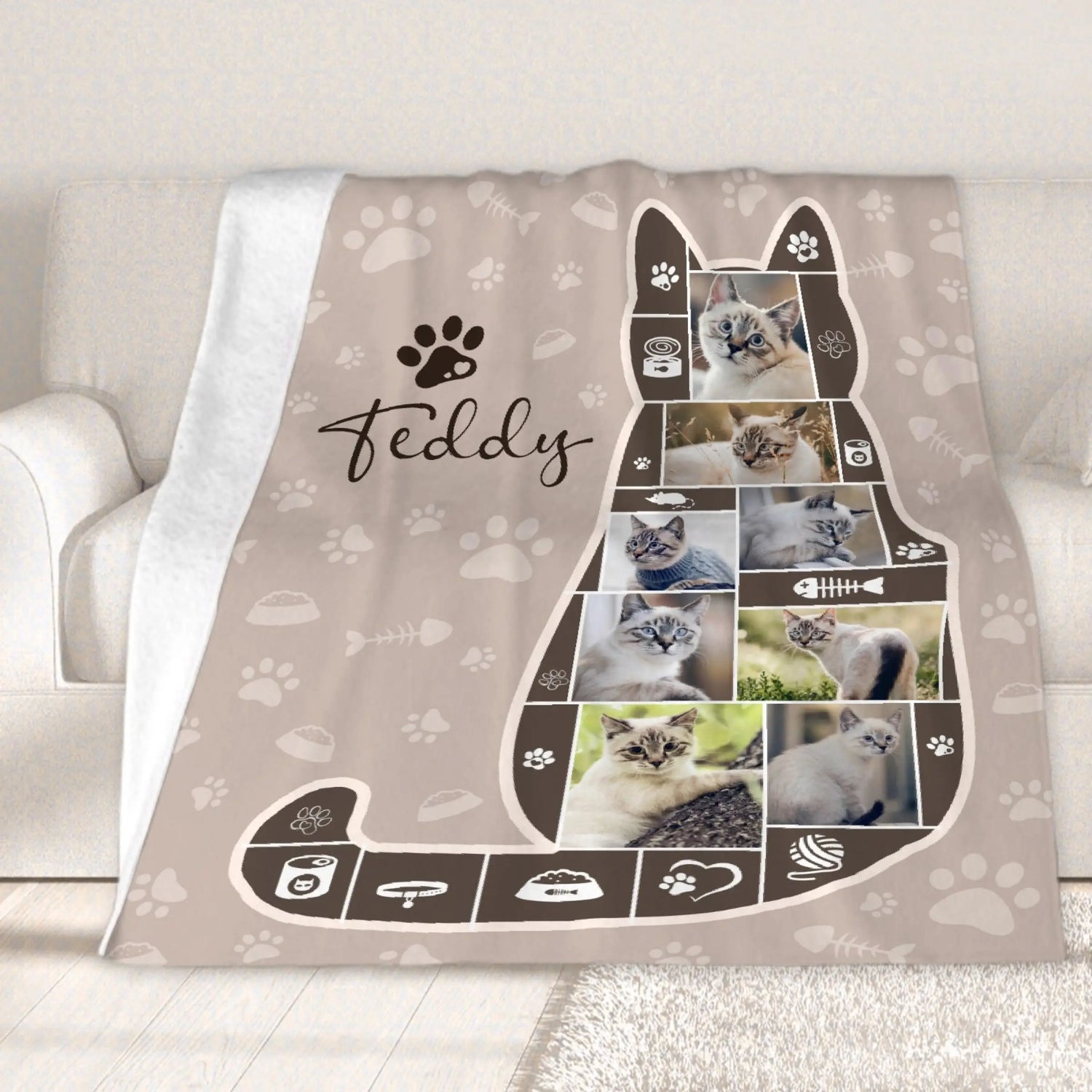 Custom Cat Blanket 60x80 Personalized Gift for Cat Lovers KAWAII BLANKET