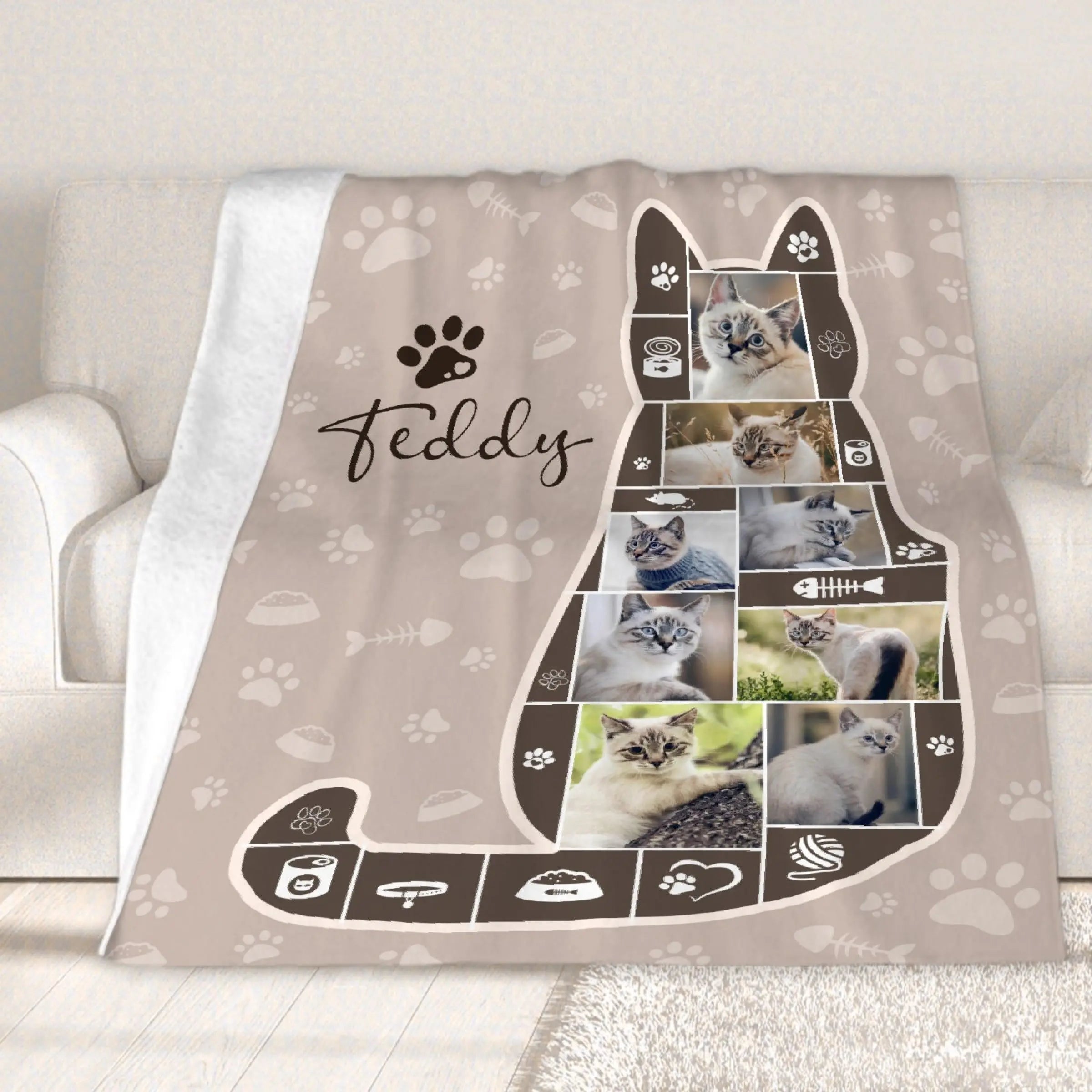 Custom Cat Blanket 60x80 Personalized Gift for Cat Lovers KAWAII BLANKET