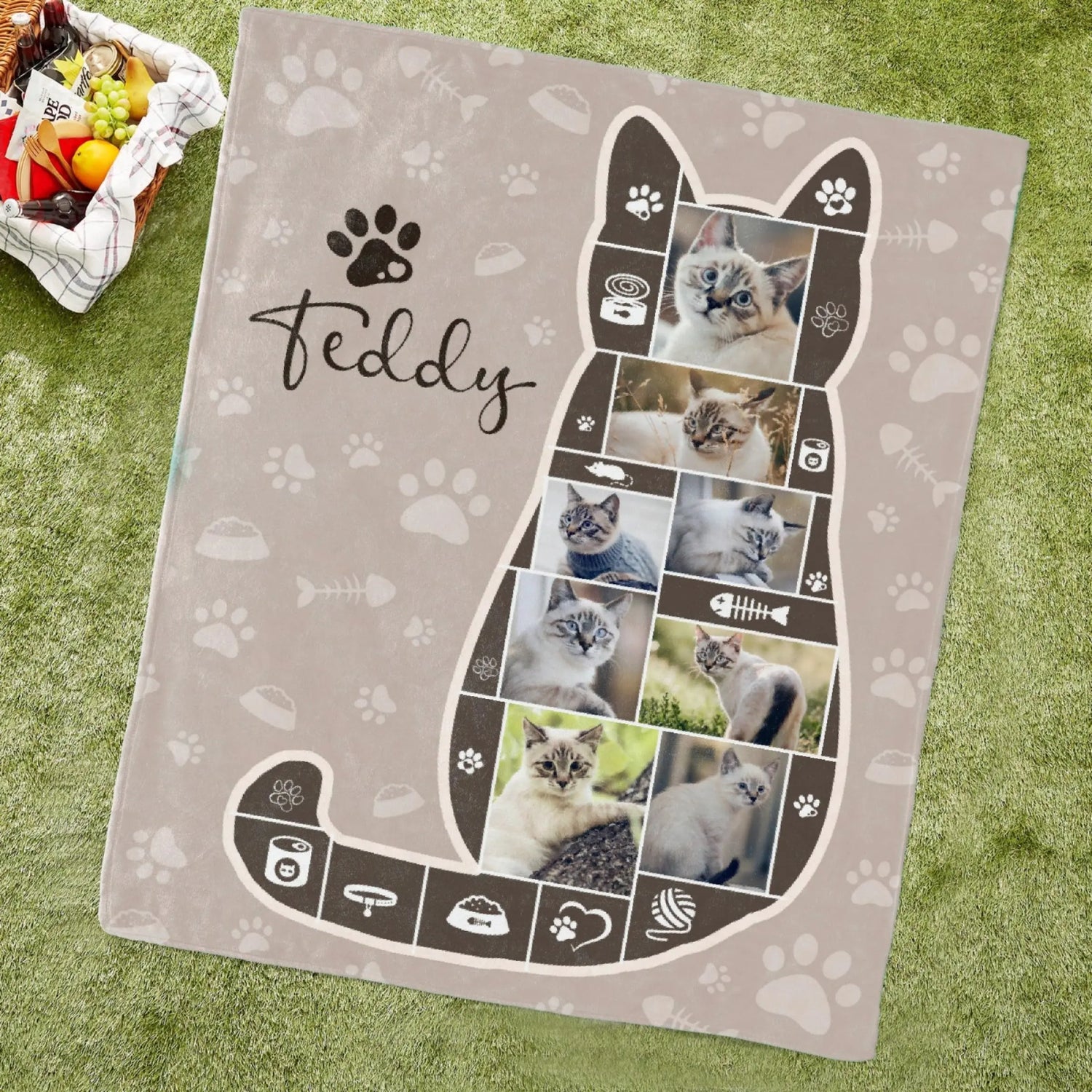 Custom Cat Blanket 60x80 Personalized Gift for Cat Lovers KAWAII BLANKET
