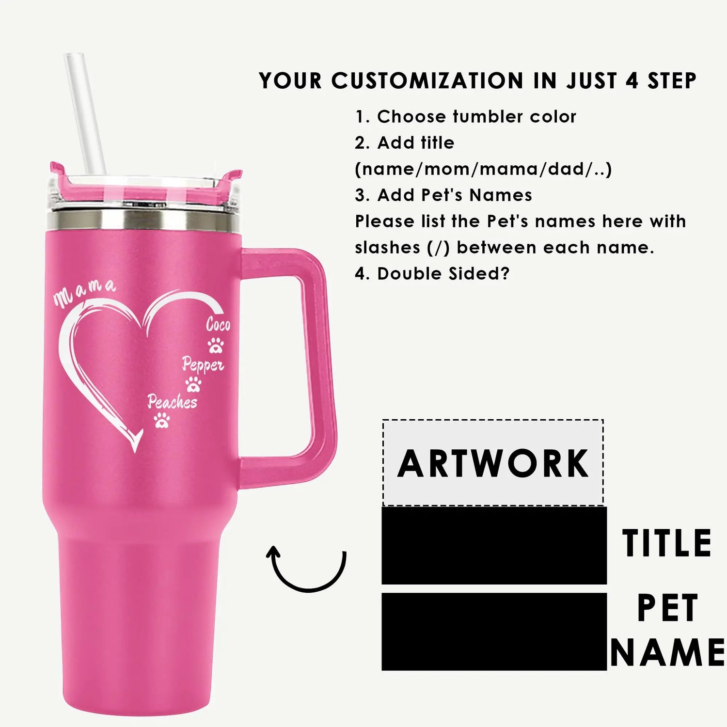 Custom Dog Footprints Personalized Tumbler 40 oz Gift Jasilon