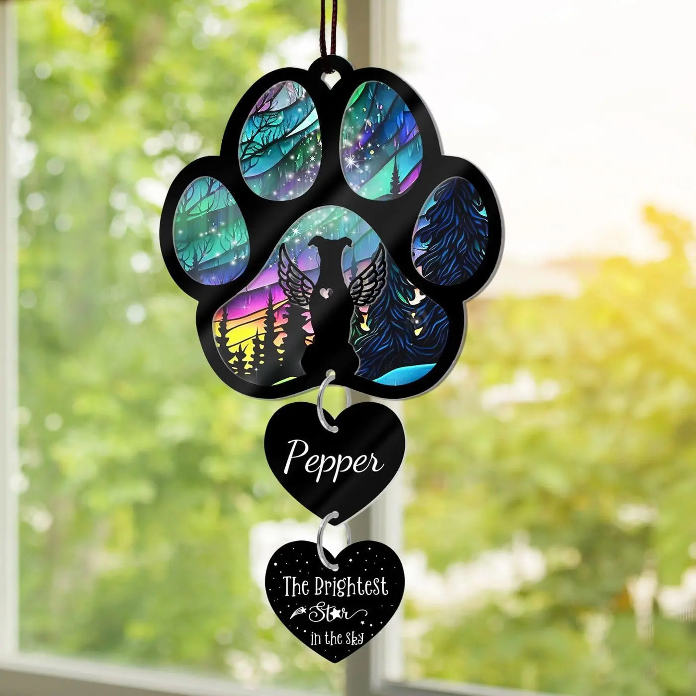 Custom Dog Memorial Suncatcher Personalized Dog Memorial Gifts for Loss of Dog Customized Sun Catcher Gift for Someone Who Lost A Dog Gifts Suncatcher Stained Glass Look Acrylic Sympathy Gift DALIVETO
