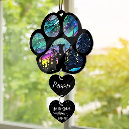 Custom Dog Memorial Suncatcher Personalized Dog Memorial Gifts for Loss of Dog Customized Sun Catcher Gift for Someone Who Lost A Dog Gifts Suncatcher Stained Glass Look Acrylic Sympathy Gift DALIVETO