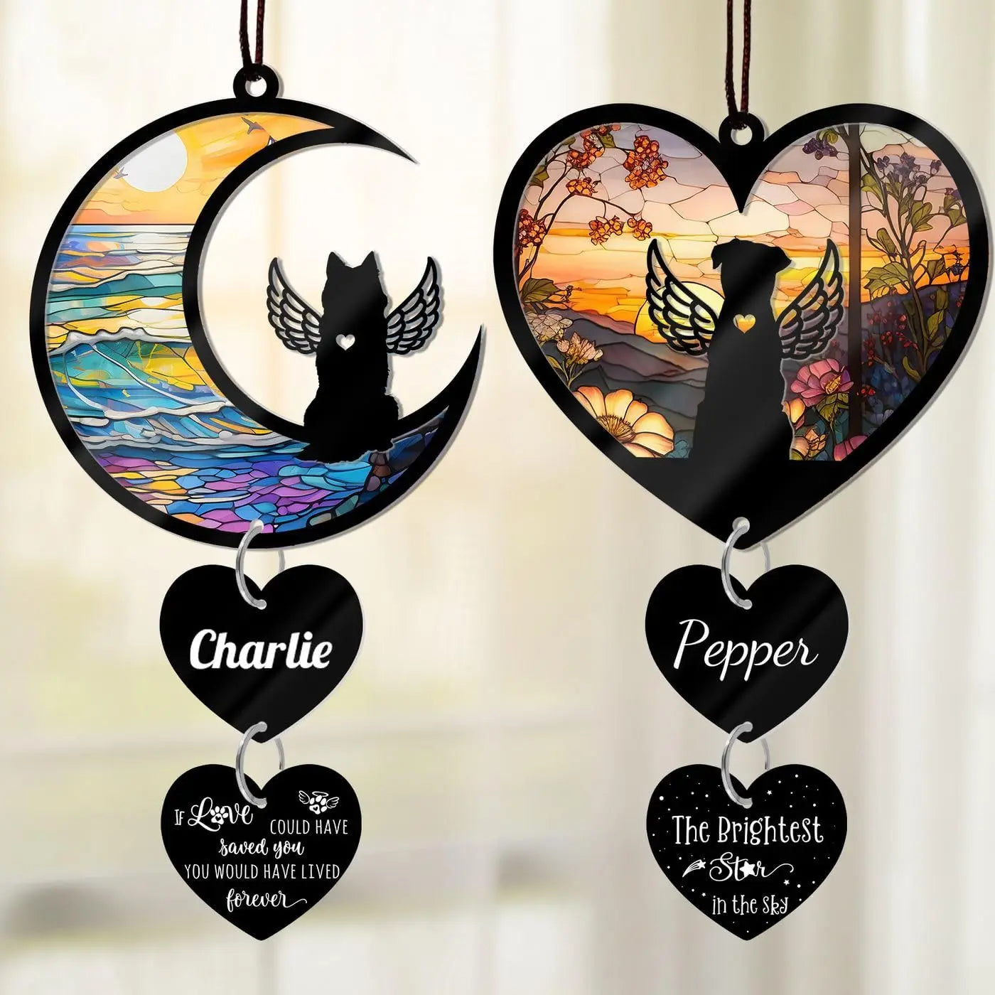 Custom Dog Memorial Suncatcher Personalized Dog Memorial Gifts for Loss of Dog Customized Sun Catcher Gift for Someone Who Lost A Dog Gifts Suncatcher Stained Glass Look Acrylic Sympathy Gift DALIVETO