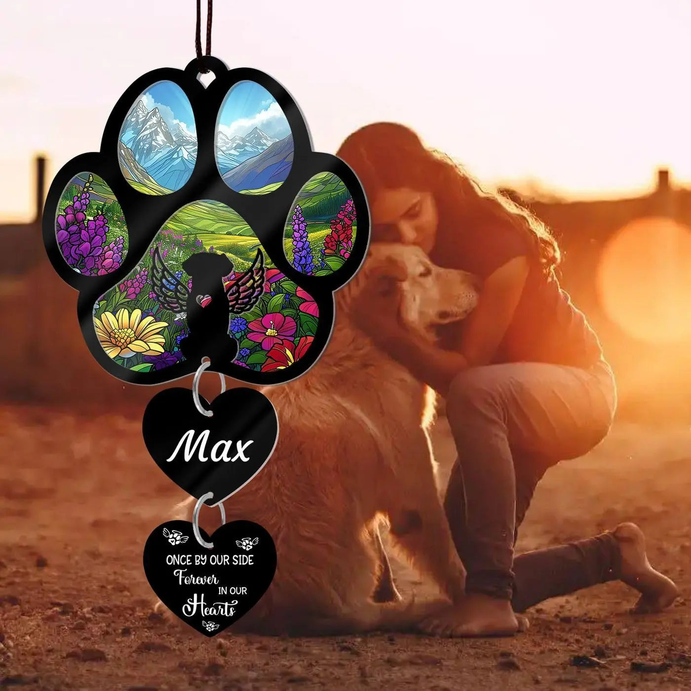 Custom Dog Memorial Suncatcher Personalized Dog Memorial Gifts for Loss of Dog Customized Sun Catcher Gift for Someone Who Lost A Dog Gifts Suncatcher Stained Glass Look Acrylic Sympathy Gift DALIVETO