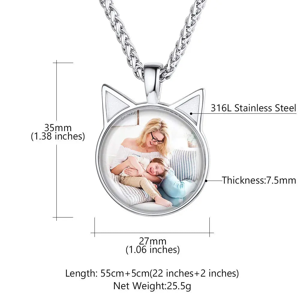 Custom4U Personalized Photo Necklace  Custom HeartOvalRound Charm Necklaces with Picture  Chain Adjustable  Stainless SteelAcrylic Pendant Memorial Jewelry Christmas Gifts for Women Custom4U