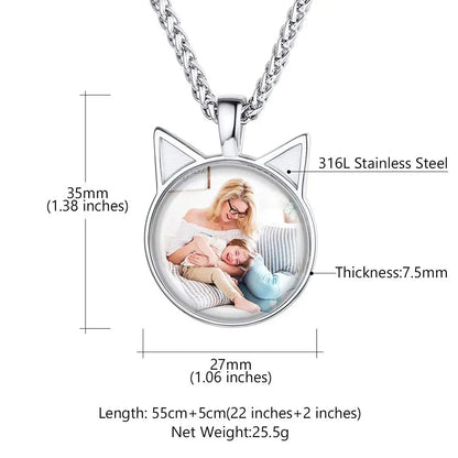 Custom4U Personalized Photo Necklace  Custom HeartOvalRound Charm Necklaces with Picture  Chain Adjustable  Stainless SteelAcrylic Pendant Memorial Jewelry Christmas Gifts for Women Custom4U