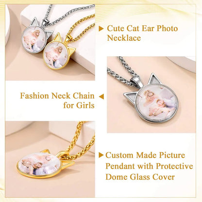 Custom4U Personalized Photo Necklace  Custom HeartOvalRound Charm Necklaces with Picture  Chain Adjustable  Stainless SteelAcrylic Pendant Memorial Jewelry Christmas Gifts for Women Custom4U