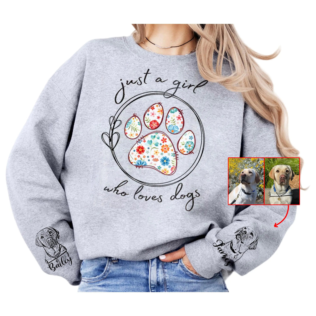 DILYPOD Just A Girl Who Loves Dogs Sweatshirt, Dog Sweatshirt For Women, Dog Mama Sweatshirt, Dog Mom Sweatshirt Women, Dog Mom Shirt, Dog Mom Sweatshirt, Dog Lover Gifts, Custom Dog Sweatshirt DILYPOD