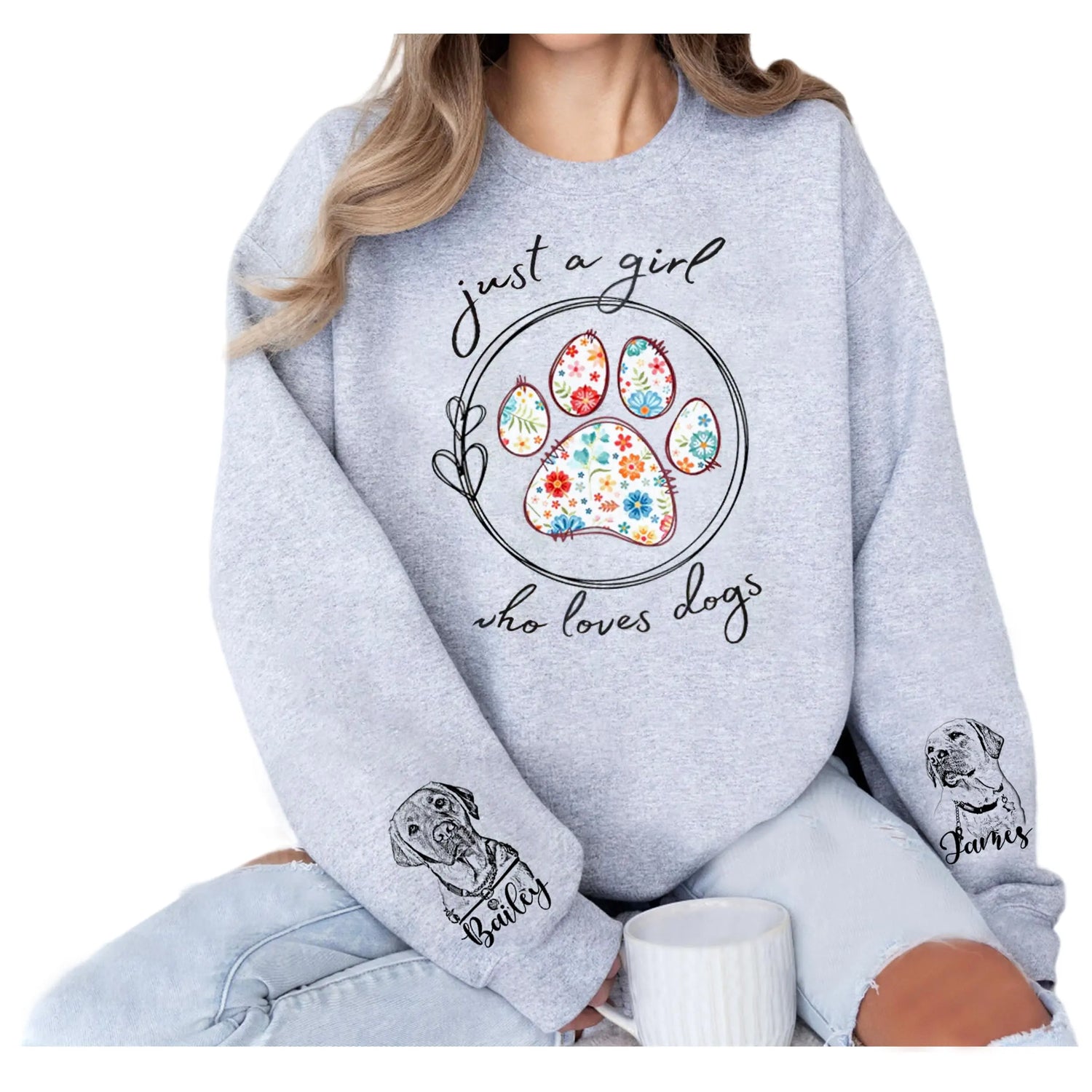 DILYPOD Just A Girl Who Loves Dogs Sweatshirt, Dog Sweatshirt For Women, Dog Mama Sweatshirt, Dog Mom Sweatshirt Women, Dog Mom Shirt, Dog Mom Sweatshirt, Dog Lover Gifts, Custom Dog Sweatshirt DILYPOD