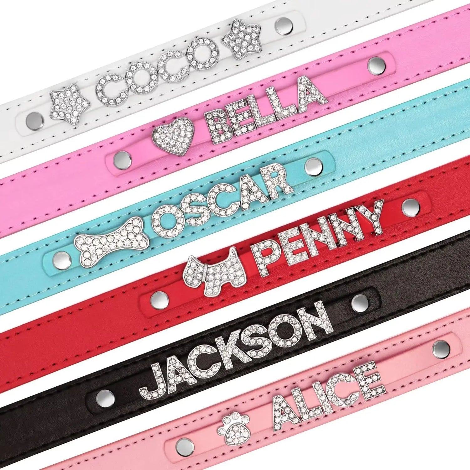 Didog Smooth PU Leather Custom Dog Collars Blue XS for Small Dogs Didog