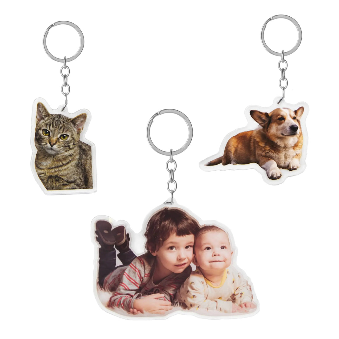 Eletizy Personalized Photo Dog Cat Acrylic Keychain Custom Keyring Backpack Pendant Gift (2inches) Eletizy