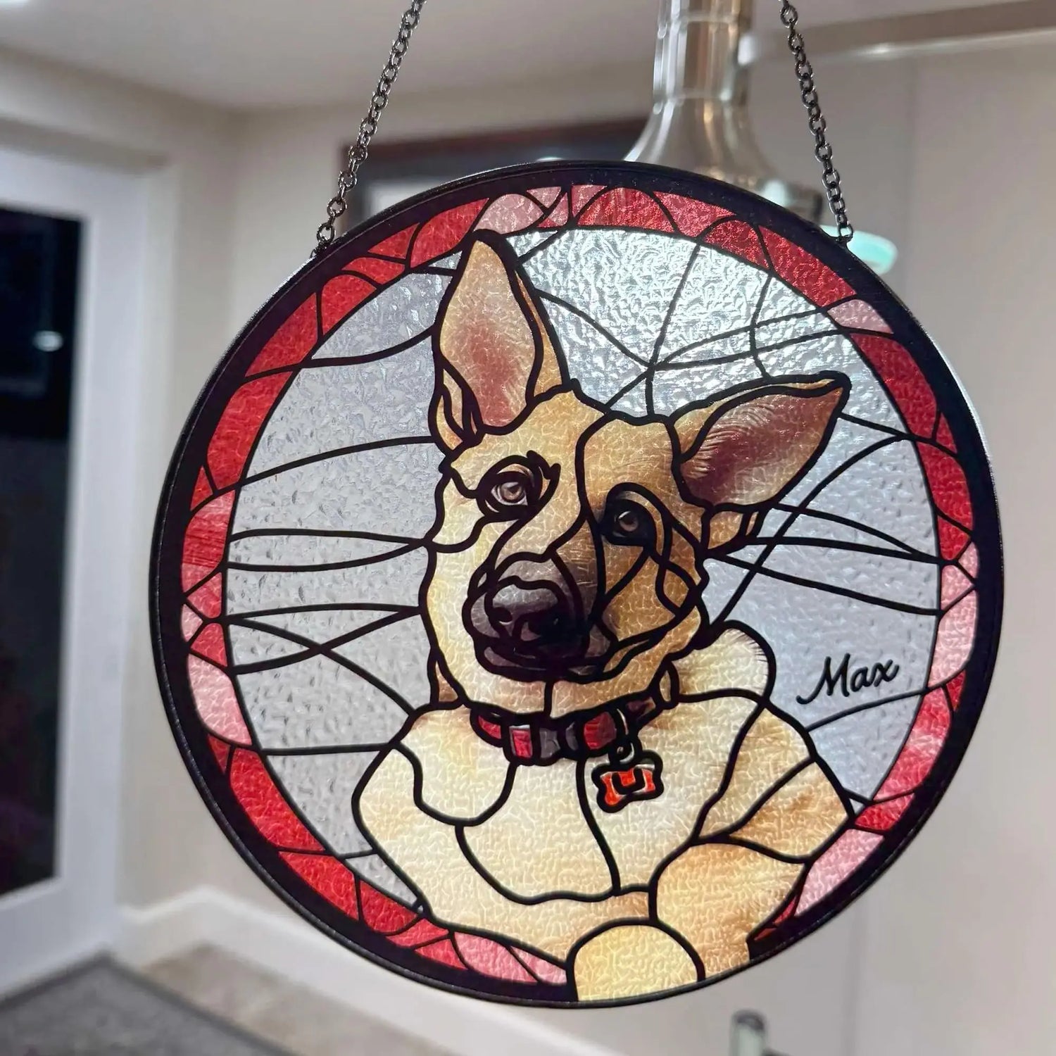 FAMITRENDZ Personalized Cat Portrait from Photo Stained Glass Suncatcher, Custom Cat Sun Catcher Memorial, Stained Glass Pet Memorial, Pet Portrait Gift for Cat Lovers, Gifts for Loss of Cat FAMITRENDZ