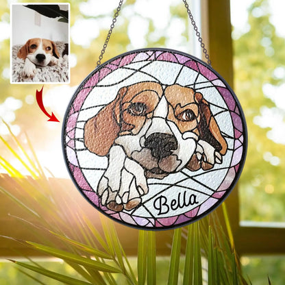 FAMITRENDZ Personalized Cat Portrait from Photo Stained Glass Suncatcher, Custom Cat Sun Catcher Memorial, Stained Glass Pet Memorial, Pet Portrait Gift for Cat Lovers, Gifts for Loss of Cat FAMITRENDZ