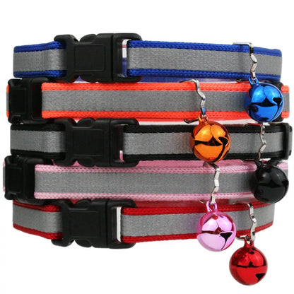 GoTags Reflective Cat Collar with Personalized ID Tag in Stainless Steel, Breakaway Cat Collar with Bell and Custom Engraved Cat Tag with up to 4 Lines of Custom Text, (Blue) GoTags
