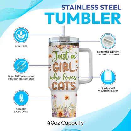 Hyturtle Personalized Gifts For Cat Lover Tumbler 40oz with Handle and Straw - Stainless Steel Travel Coffee Cup With Lid - Cute Animal Lover Gifts For Women, Girl On Birthday Christmas Hyturtle