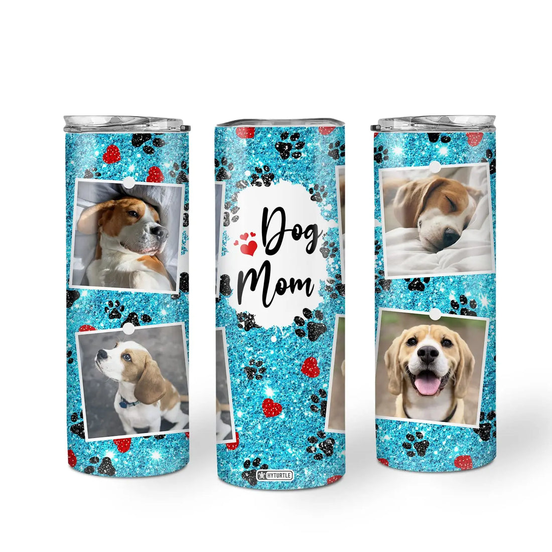 Hyturtle Personalized Picture Dog Mom Skinny Tumbler Gifts for Dog Lover Owner on Valentine&