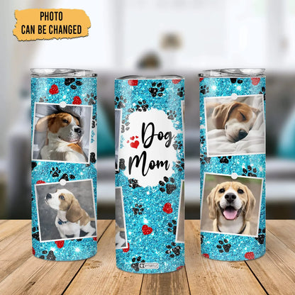Hyturtle Personalized Picture Dog Mom Skinny Tumbler Gifts for Dog Lover Owner on Valentine&