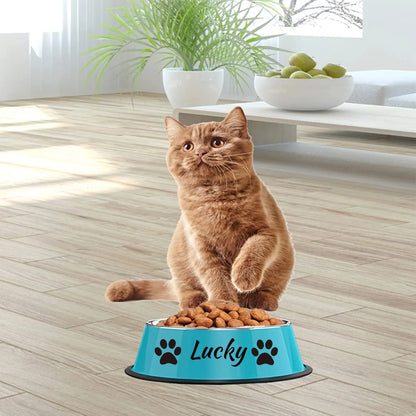 JMIPET Stainless Steel Cat Bowls, 2Pcs, Non-Slip, Customizable, 7 Oz, Food and Water, Easy to Clean JMIPET