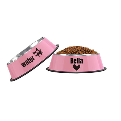 JMIPET Stainless Steel Cat Bowls, 2Pcs, Non-Slip, Customizable, 7 Oz, Food and Water, Easy to Clean JMIPET