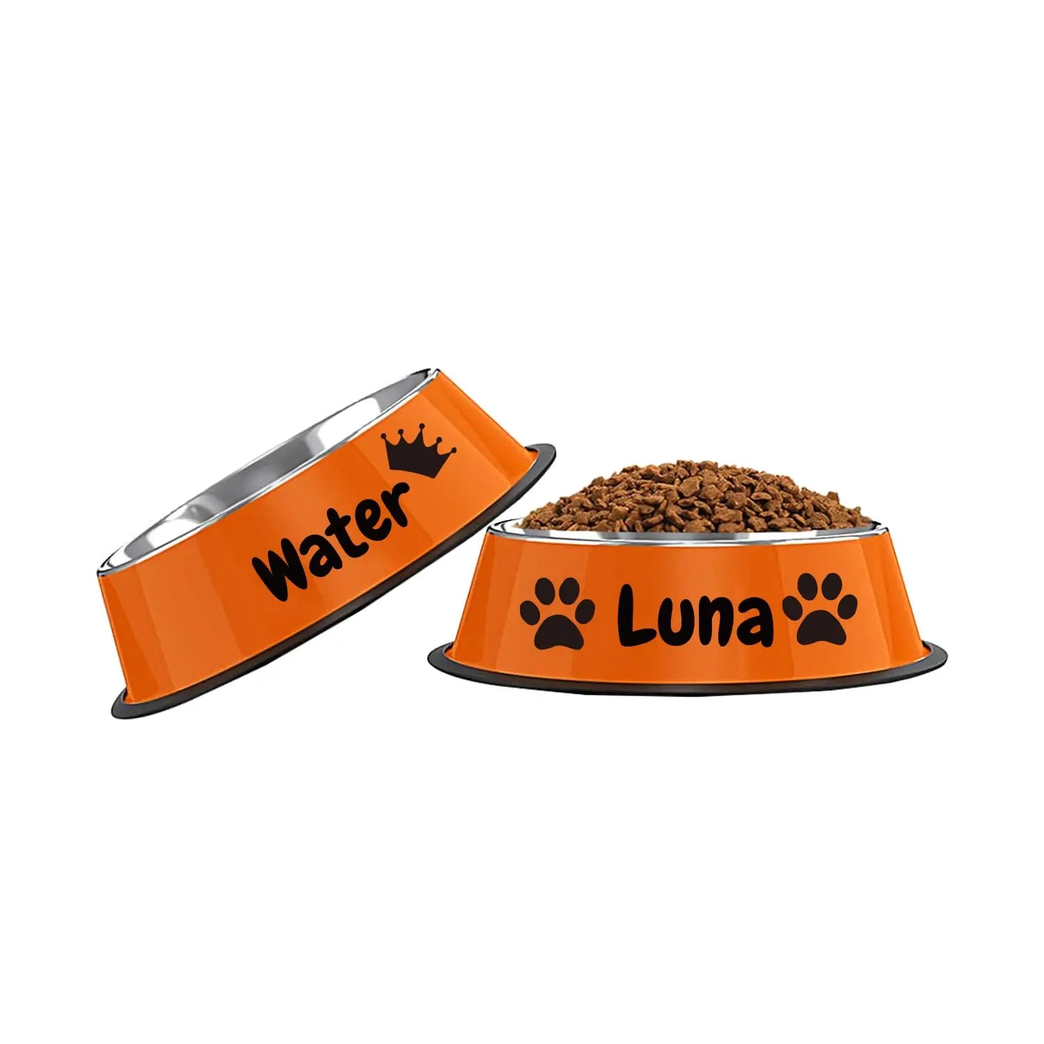 JMIPET Stainless Steel Cat Bowls, 2Pcs, Non-Slip, Customizable, 7 Oz, Food and Water, Easy to Clean JMIPET