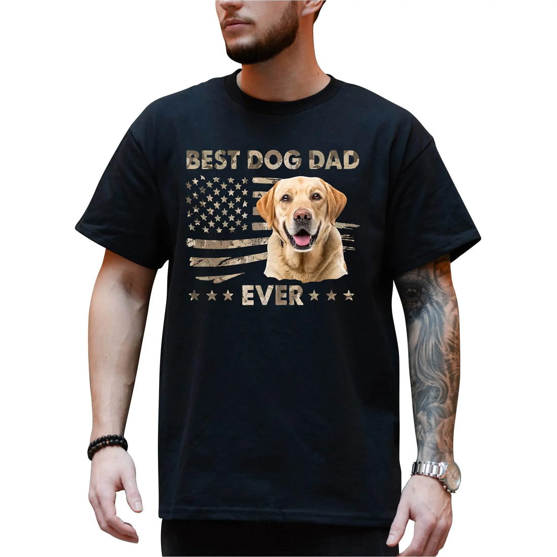 LASFOUR Custom Dog Shirt, Personalized Dog Shirts for Men, Dog Dad Shirt, Dog Fathers Day Shirt Gifts, Dog Dad Gifts for Men (Cotton, A04) LASFOUR