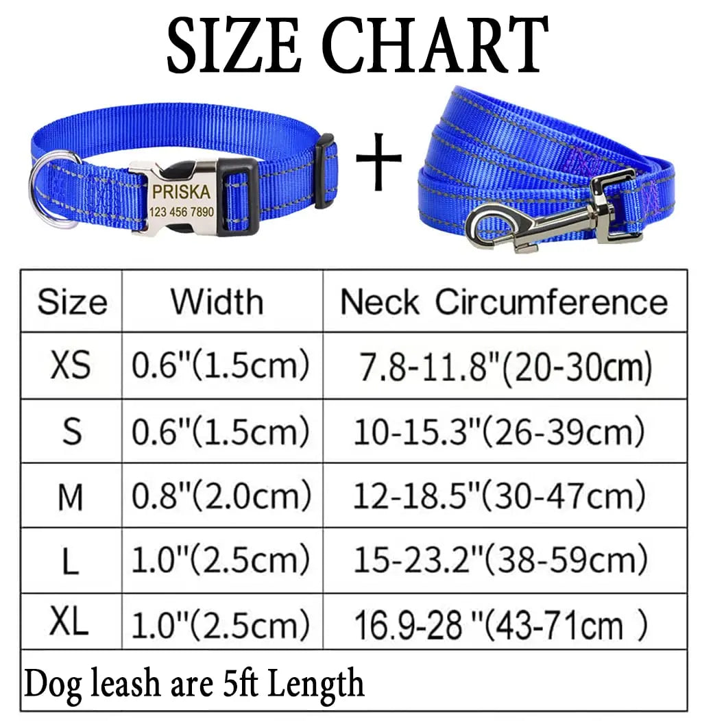 MOONPET Personalized Custom Dog Collar Leash Set for Dogs MOONPET