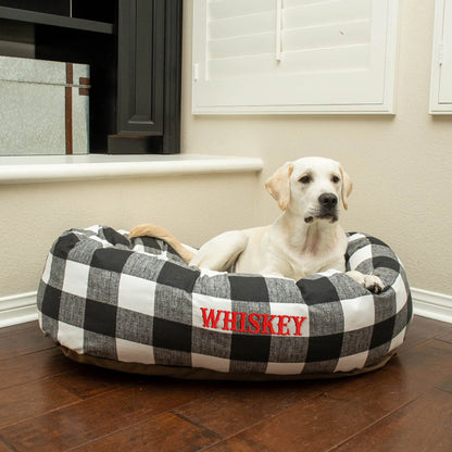 Majestic Pet Anderson Check Personalized Bagel Dog Bed Small Majestic Pet