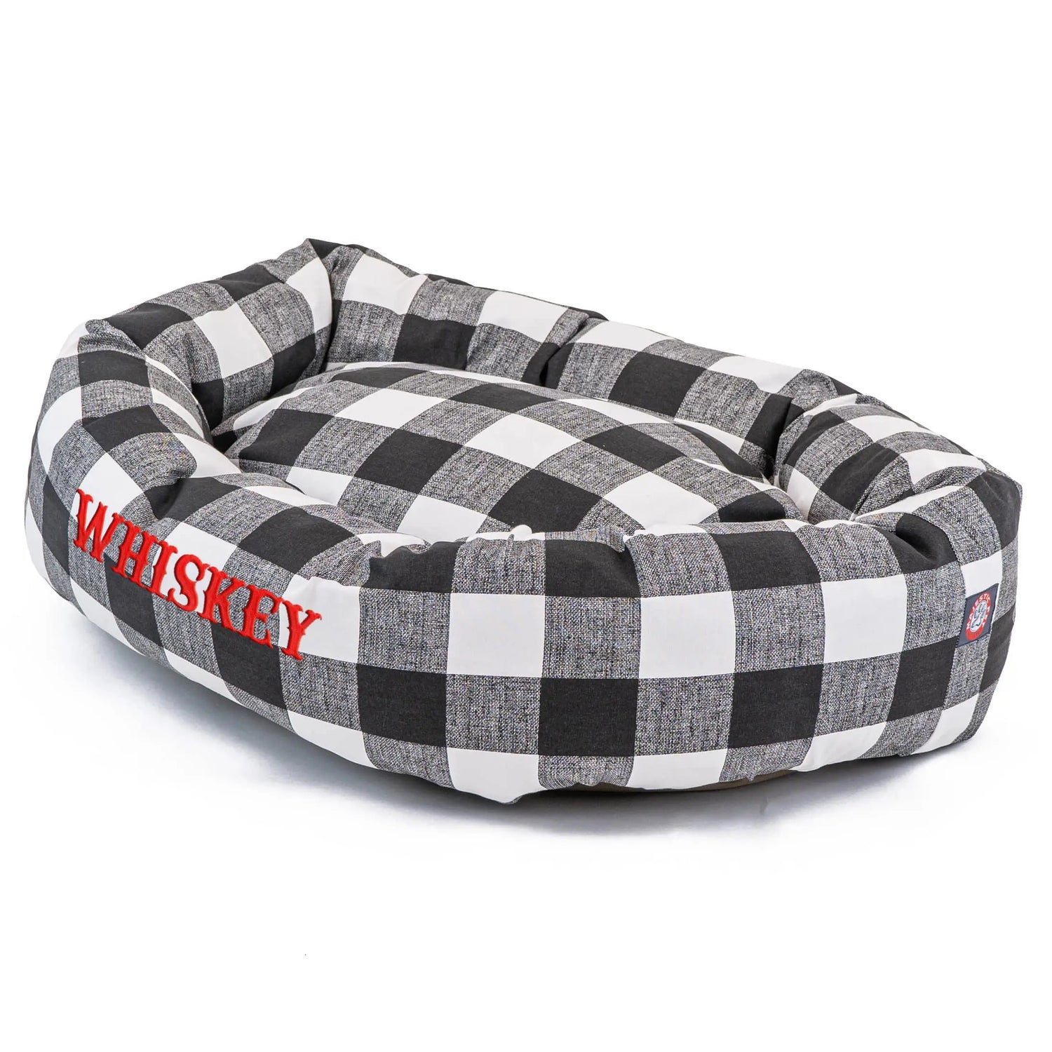 Majestic Pet Anderson Check Personalized Bagel Dog Bed Small Majestic Pet