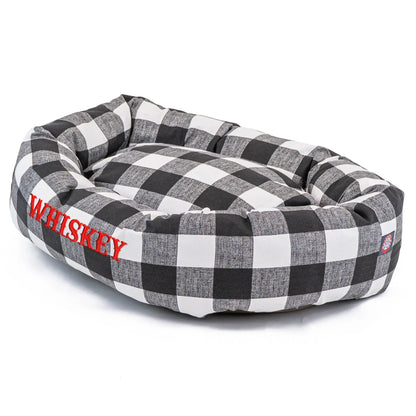Majestic Pet Anderson Check Personalized Bagel Dog Bed Small Majestic Pet