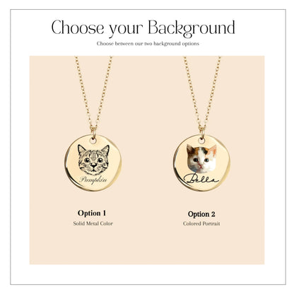 MignonandMignon Personalized Dog Necklace for Women Memorial Gifts for Mom Pet Portrait Custom Cat Name Unique Animal Picture Valentines Gift -LCN-AP (Gold) MignonandMignon