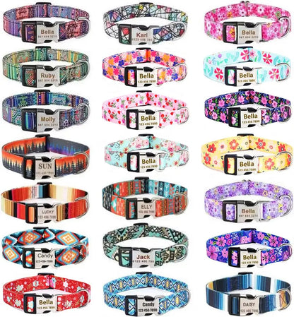 Moonpet Personalized Custom Customized Dog Collar with Engraved ID Tag Name Plate and Phone Number/Heavy Duty Adjustable Dog Collars for Puppy X-Small Small Medium Large X-Large Boy Girl Dogs MOONPET