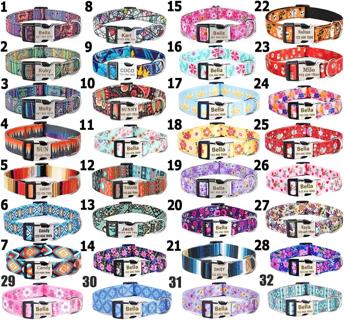 Moonpet Personalized Custom Customized Dog Collar with Engraved ID Tag Name Plate and Phone Number/Heavy Duty Adjustable Dog Collars for Puppy X-Small Small Medium Large X-Large Boy Girl Dogs MOONPET