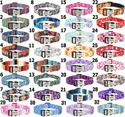 Moonpet Personalized Custom Customized Dog Collar with Engraved ID Tag Name Plate and Phone Number/Heavy Duty Adjustable Dog Collars for Puppy X-Small Small Medium Large X-Large Boy Girl Dogs MOONPET