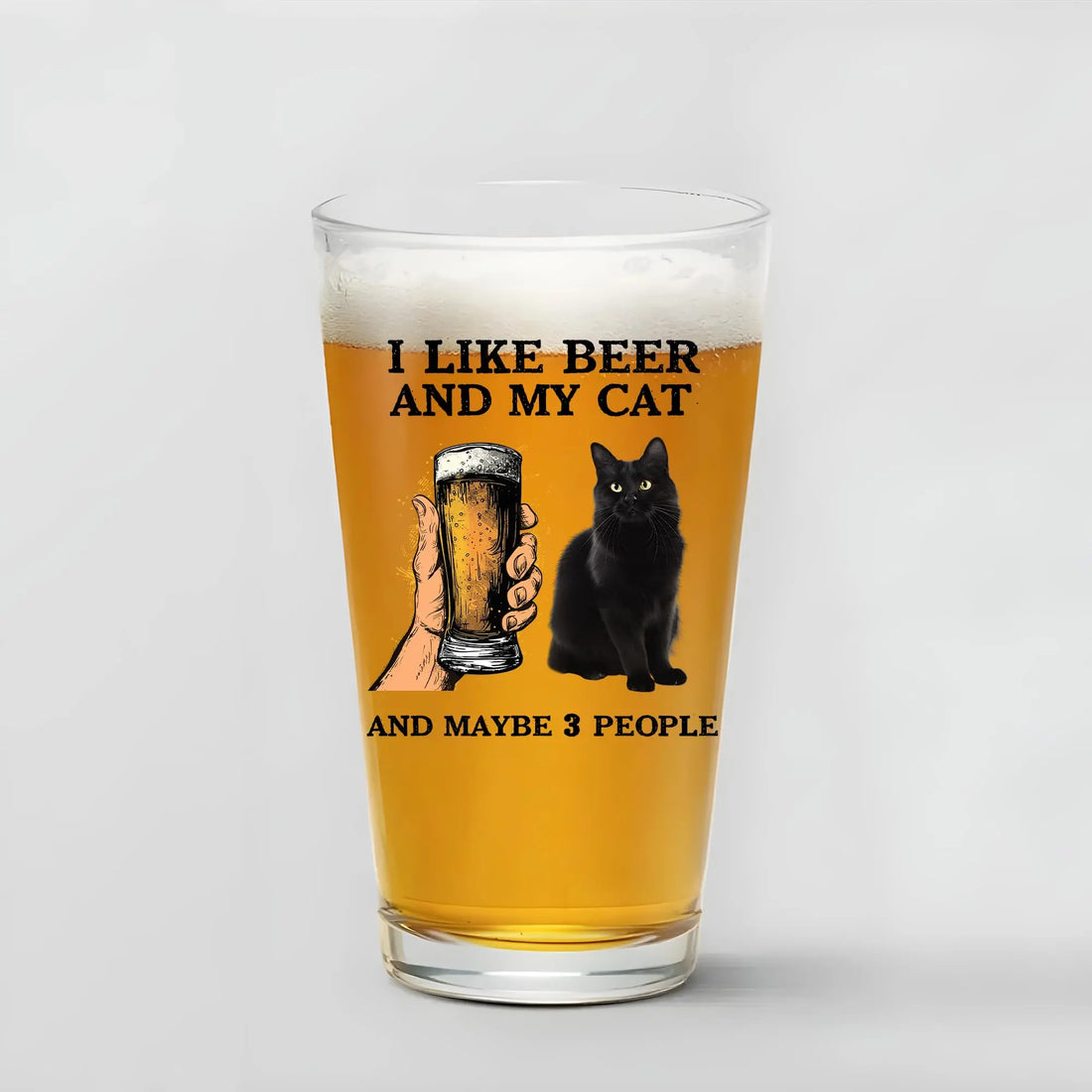 PERSONAL84 Custom I Like Beer My Cats And Maybe 3 People Pint Glass Cup for Men, Funny Custom Cat Photo Glass Cup, Brithday Gift for Father, Cat Dad, Cat Lover, Cat Daddy PERSONAL84