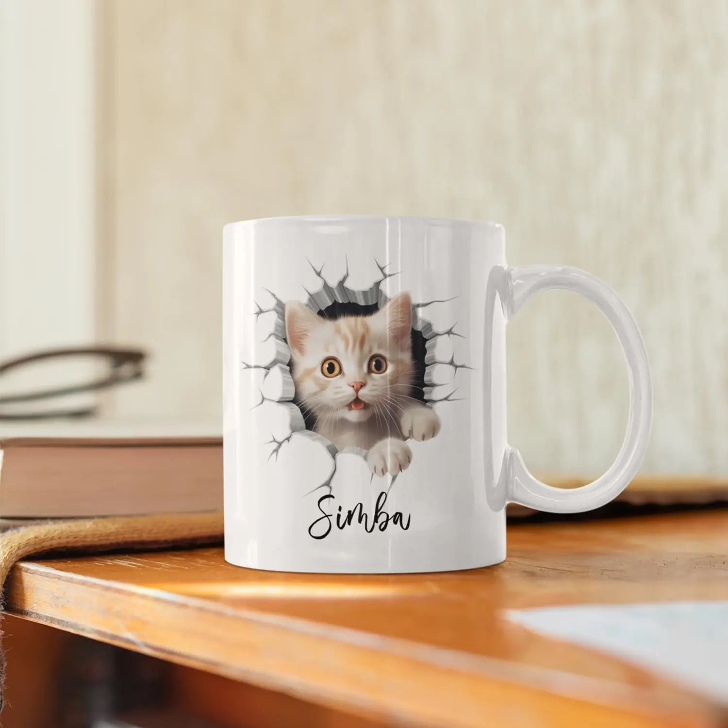 Personalized Baby Cat White Ceramic Cups 11Oz Or 15Oz, Custom Choose Name Pet Coffee Mugs, Novelty Cat Tea Cup Gift For Cat Lovers, Funny Cat Travel Mugs, Pet Mugs Presents ELPSTORE