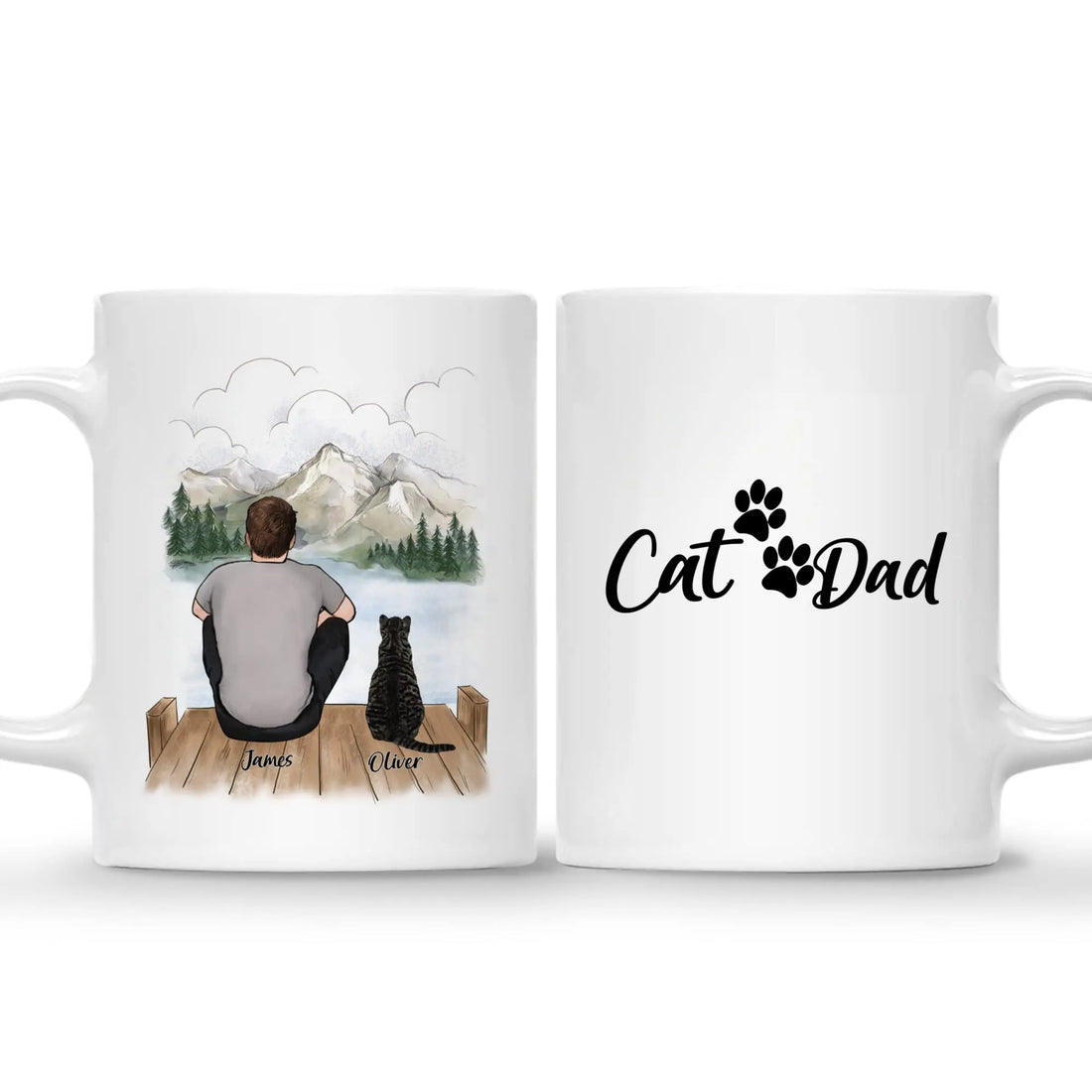 Personalized Cat Dad Coffee Mug - Customizable Gift for Cat Lovers - Unique Design for Birthdays, Christmas, and Father&