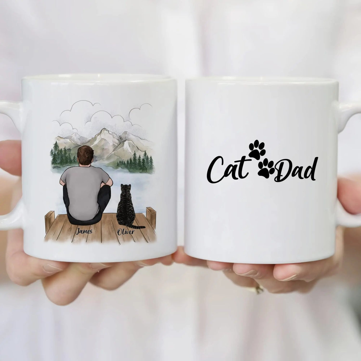 Personalized Cat Dad Coffee Mug - Customizable Gift for Cat Lovers - Unique Design for Birthdays, Christmas, and Father&