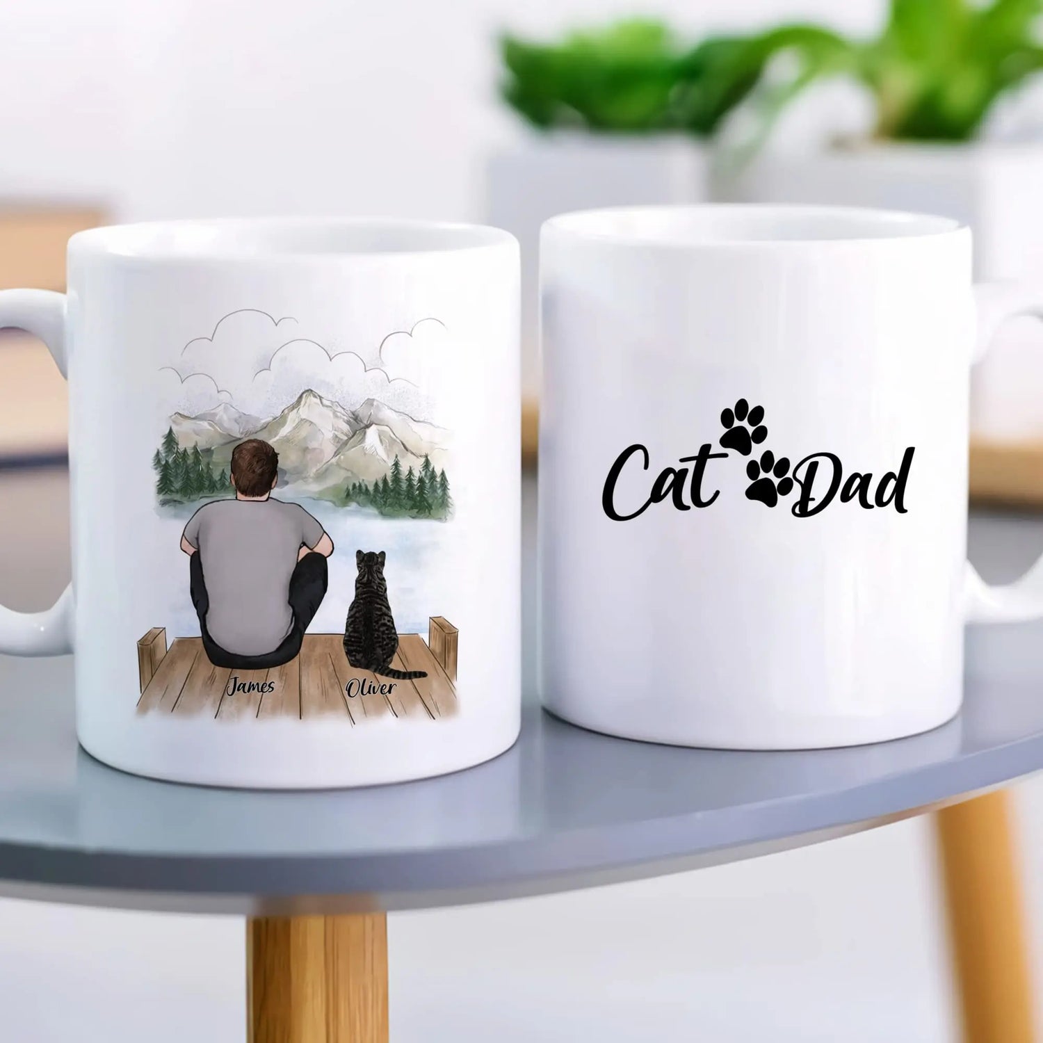 Personalized Cat Dad Coffee Mug - Customizable Gift for Cat Lovers - Unique Design for Birthdays, Christmas, and Father&